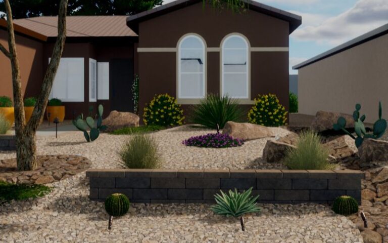 3D Rendering Of Landscape For A Las Vegas Home.