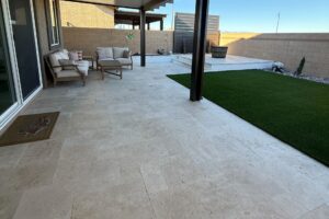 Travertine Patio In Las Vegas Back Yard