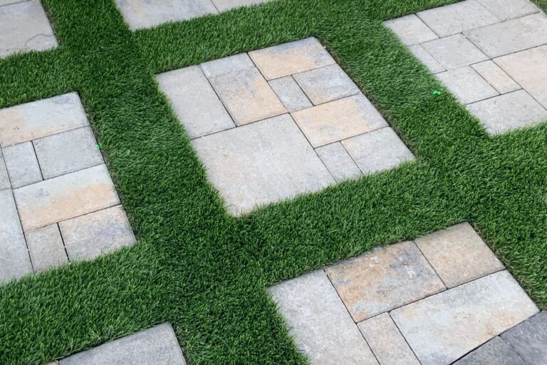Paver Design &Amp; Installation 7 A Creative Design Of Pavers And Artificial Grass.