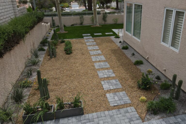 Paver Design &Amp; Installation 3 An Eco-Friendly Las Vegas Yard Landscaped With Pavers, Native Plants, And Water Safe Ground Covering